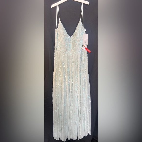 Mac Duggal 9166 NWT EMBELLISHED RUFFLED SPAGHETTI STRAP A LINE GOWN - Picture 4 of 8